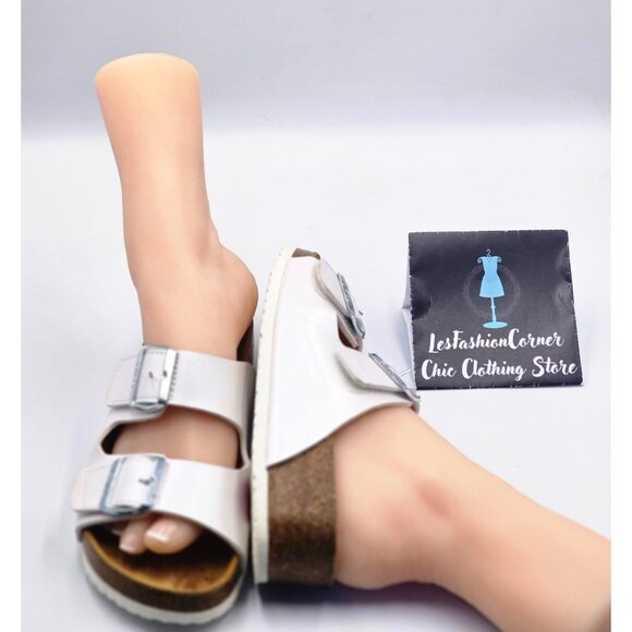 Ara Women's Laminado Pearl White Leather Slip-On Sandals Size 7.5 (38) 2521 - Picture 12 of 16